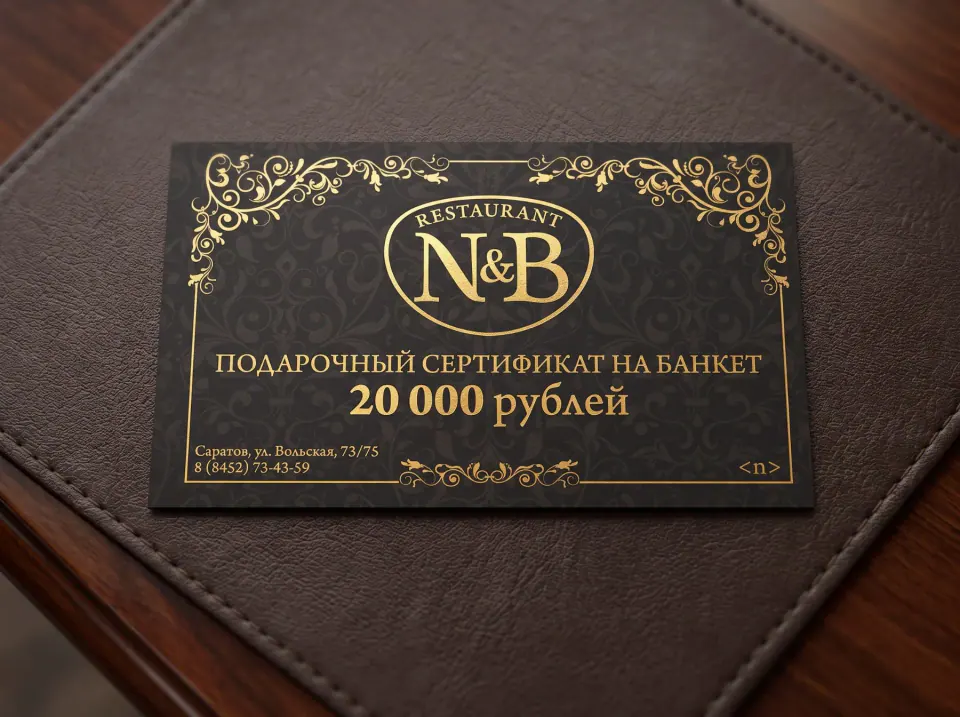 Подарочный сертификат ресторана на банкет